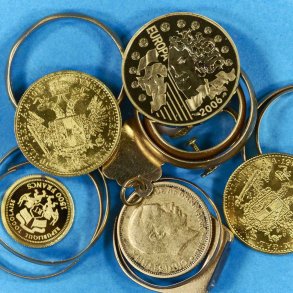 Guldinvest / m&oslash;nter samt smykker