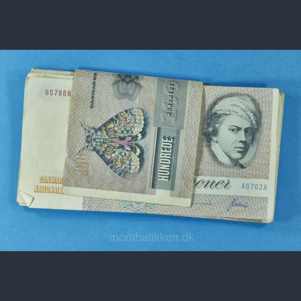 10 stk. 100 kr. 1972-1993 i bundt