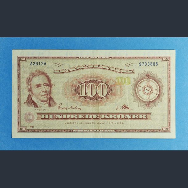 100 kr. 1961 A2 - alm. vandmrke