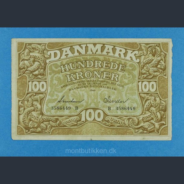 100 kr. Heilmann III 1938-1943 / Bedre eksemplar