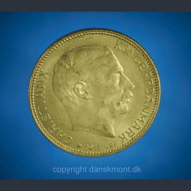 20 kr. guld Christian d.10. 1913-1917, FLOT