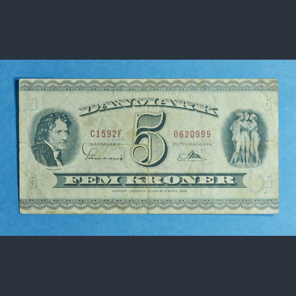 5 kr. 1952-1960 - Godt brugt