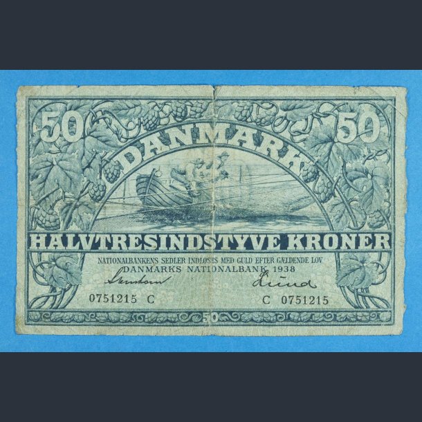 50 kr. 1938 - meget slidt