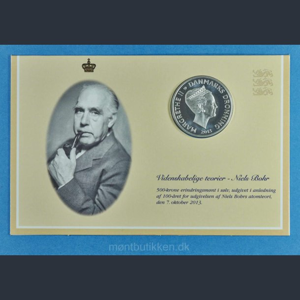 500 kr. 2013 slv "Niels Bohr" i papfoderal