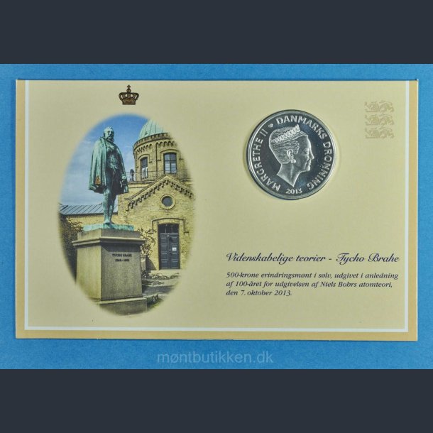 500 kr. 2013 slv "Thyge Brahe" i papfoderal