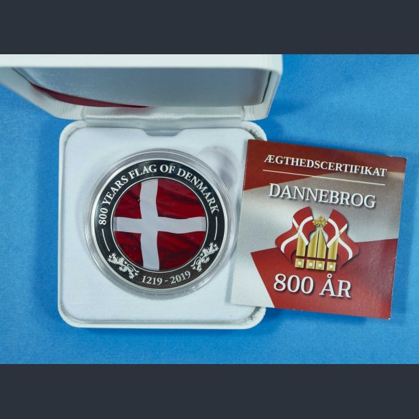 Dannebrog 800 r - Cook Islands 5 Dollars 2019 silver 1 oz 800 Years Flag of Denmark 