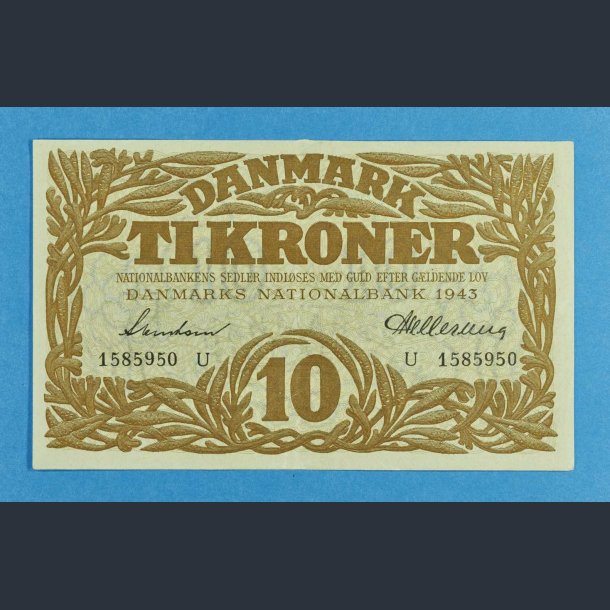 Danmark 10 kr. 1943 U - Svendsen/Hellerung - kv. 01