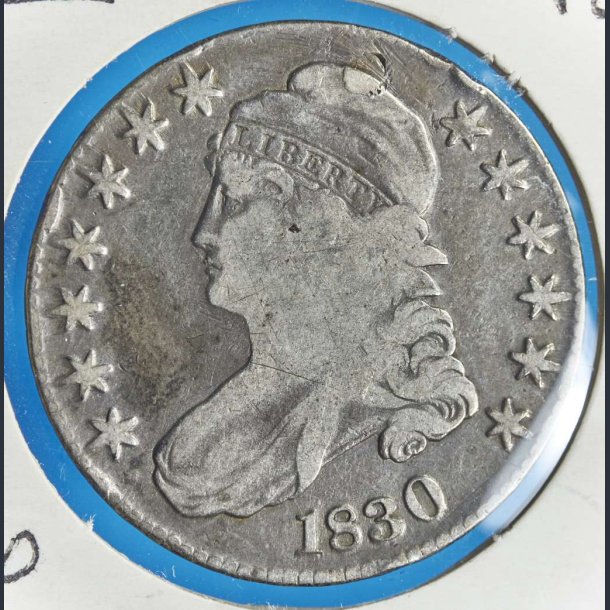 USA Half Dollar 1830 - m. diskret monteringsspor p bagsiden