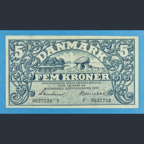 Danmark 5 kr. 1939 F - Hannibal - kv.1+