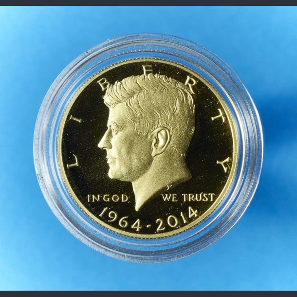 USA 50th Anniversary Kennedy Half-dollar gold proof coin 2014 - i skrin med certifikat 