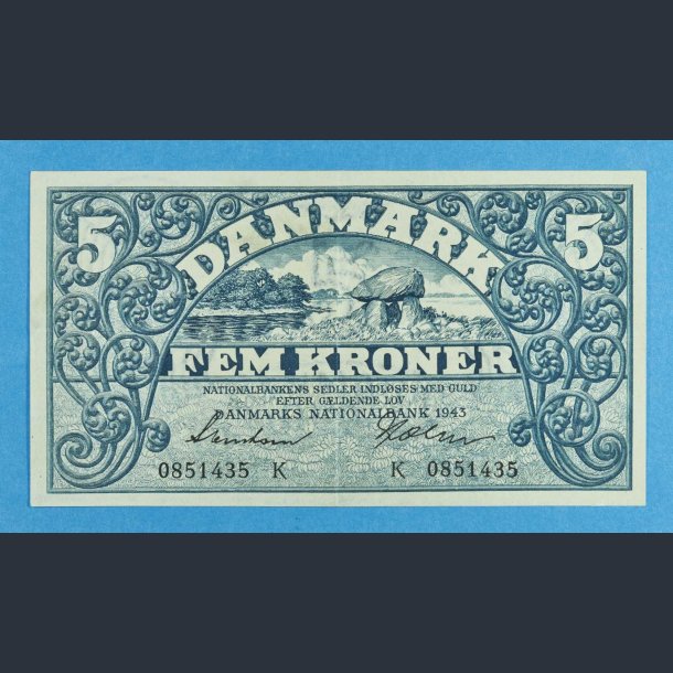 Danmark 5 kr. 1943 K  - Holm - kv. 01