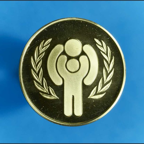 Unicef Internationalt Brner 1979 guldmedalje - i skrin m. certifikat