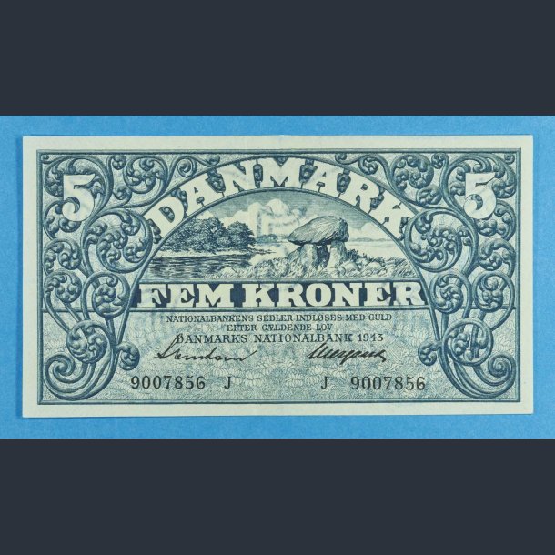 Danmark 5 kr. 1943 J - Neergaard - kv. 01