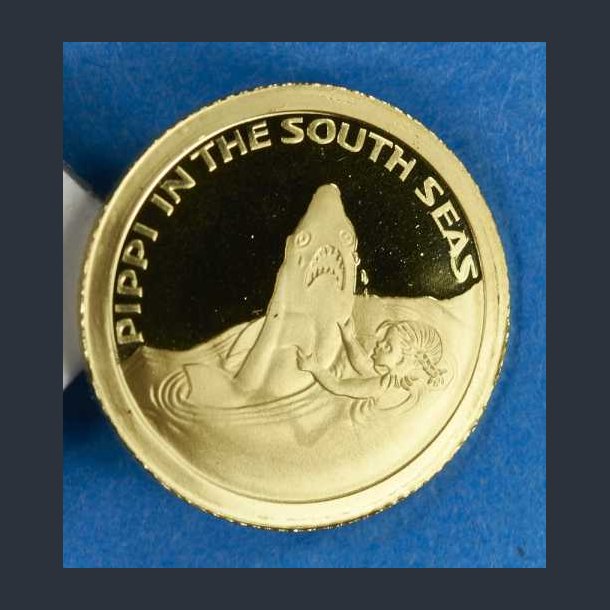 Niue 2 Dollars 2015 guld - Pippi og en haj 