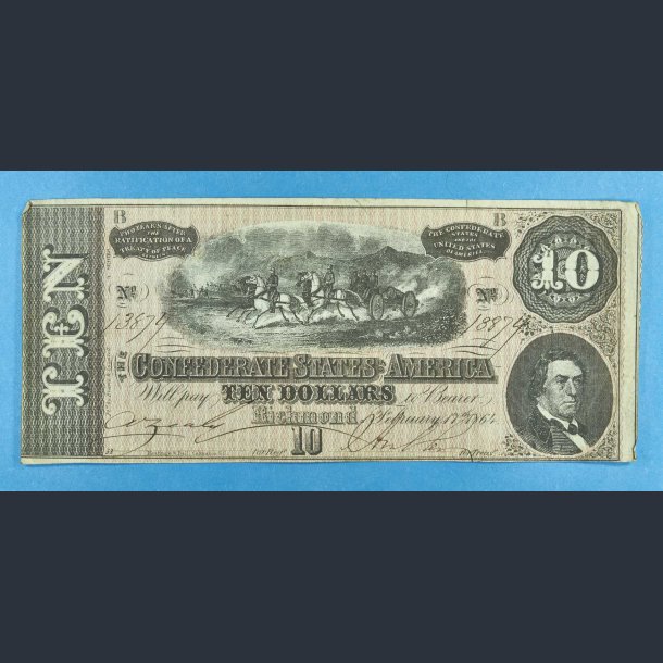 USA Richmond 10 Dollars 1864 - kv.1/1+ - Borgerkrigsseddel