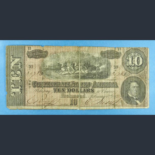 USA Richmond 10 Dollars 1864 - kv.2 - Borgerkrigsseddel