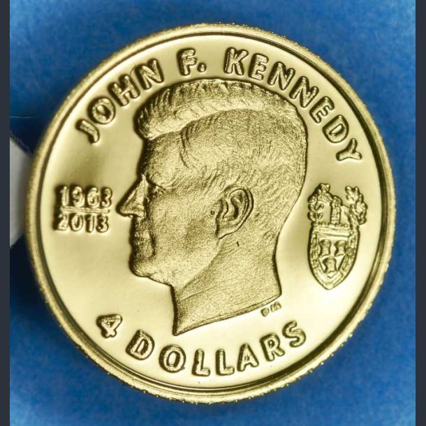 British Virgin Islands 4 Dollars 2013 guld - Kennedy - Jomfru erne