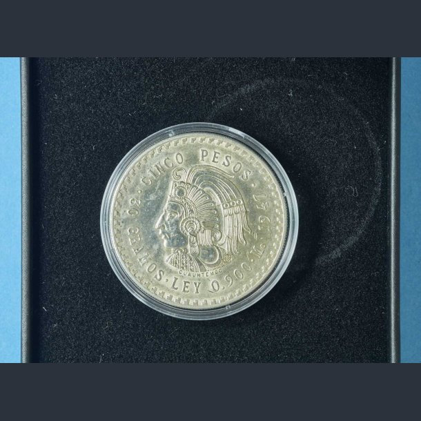 Mexico 5 Peso Aztek1947 i skrin med certifikat