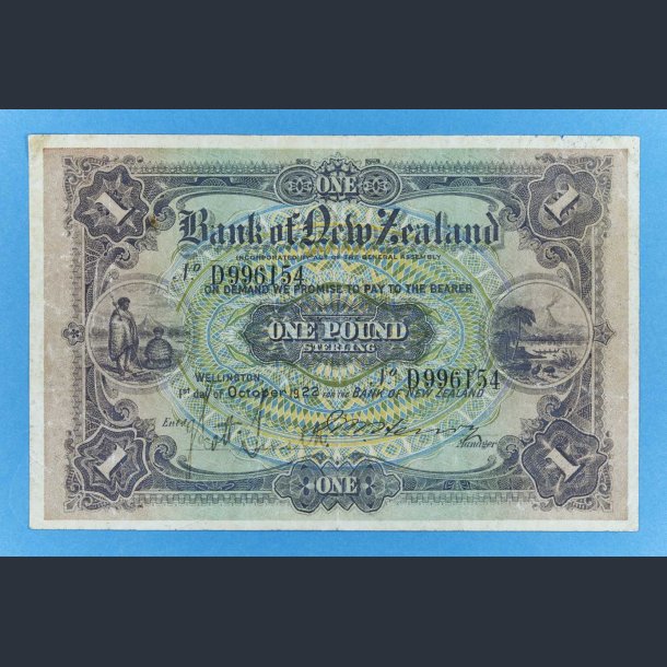 New Zealand One Pound 1922 - kv.1+/VF.