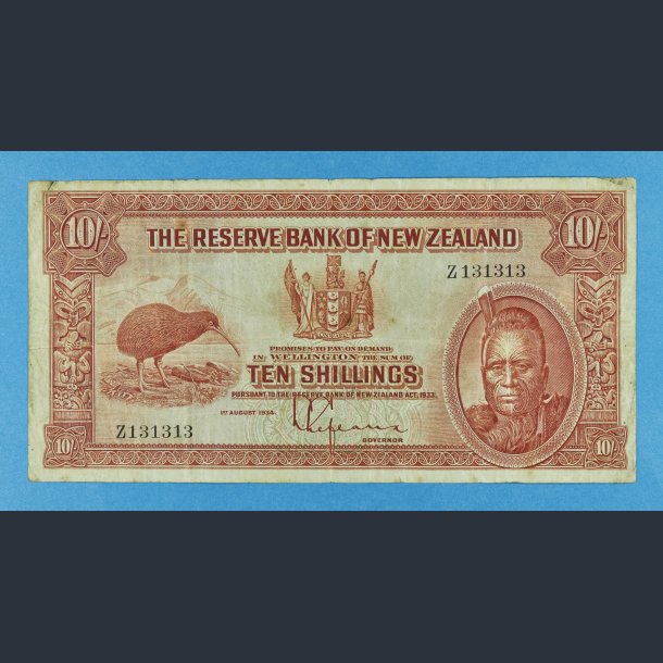 New Zealand 10 Shillings 1934 - Z131313 - kv.1