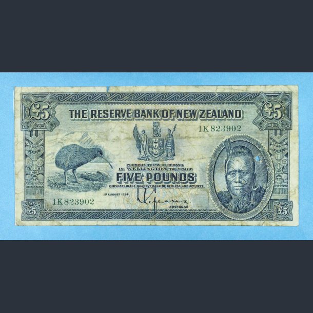 New Zealand 5 Pound 1934 - kv.-2