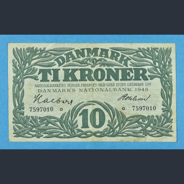 Danmark 10 kr. 1948 o - Rohleder - kv.1+/1