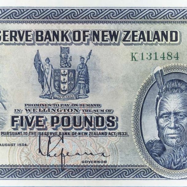 New Zealand 5 pounds 1934 - kv.1+++/EF