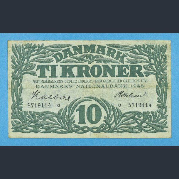 Danmark 10 kr. 1948 o - Rohleder - kv.1+/1