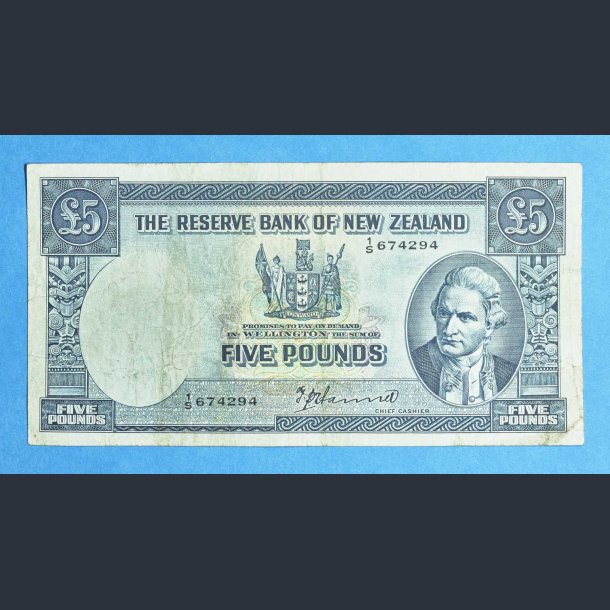 New Zealand 5 Pounds 1940-1955 - kv. pn 1