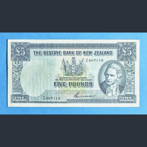 New Zealand 5 Pounds 1955-1956 - kv. pn 1