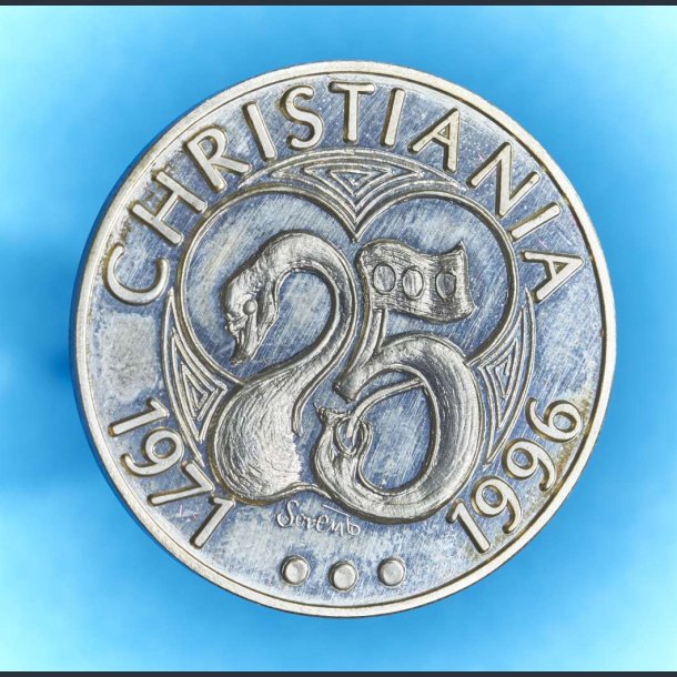 Christiania 25 rs Jubilum 1996 slvmedalje - med slvpatina