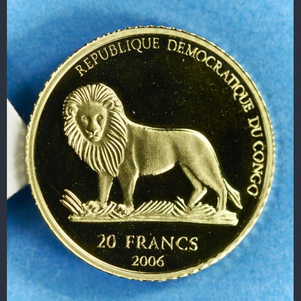 Congo 20 Francs 2006 guld - Maskot for VM i Tyskland 2006