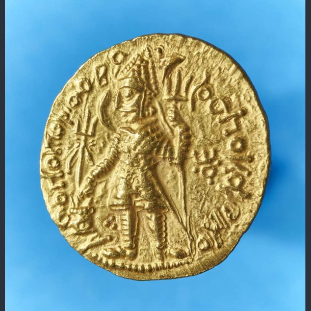 Indien, Kushan-imperiet Guld Statr ca. r. 190-230 Vasu Deva I, Guldstater - i skrin med certifikat