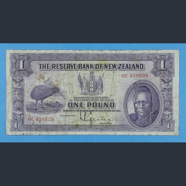 New Zealand One Pound 1934 - kv.1 / VG