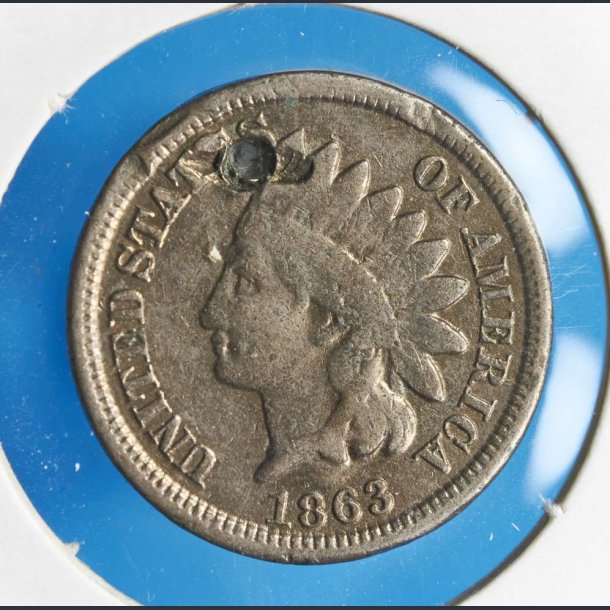 USA 1 cent 1863 - skudhul