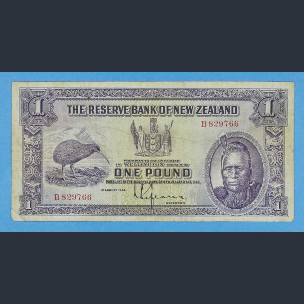 New Zealand One Pound 1934 - kv. pn 1 / Fine