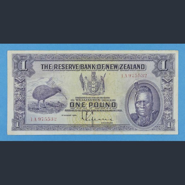 New Zealand One Pound 1934 - kv.1 / Fine