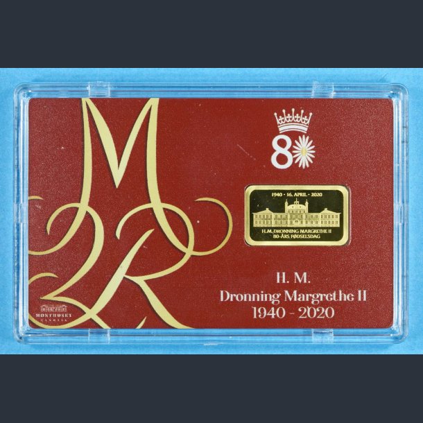 2,5 gr. guldbarre - Dronning Margrethe 80 r - UDSOLGT - KBES