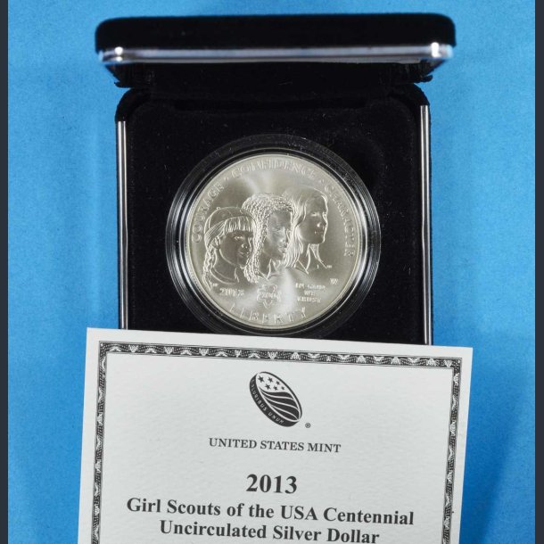 USA 1 Dollar 2013 slv Proof - Girl Scouts of the USA - i skrin med certifikat