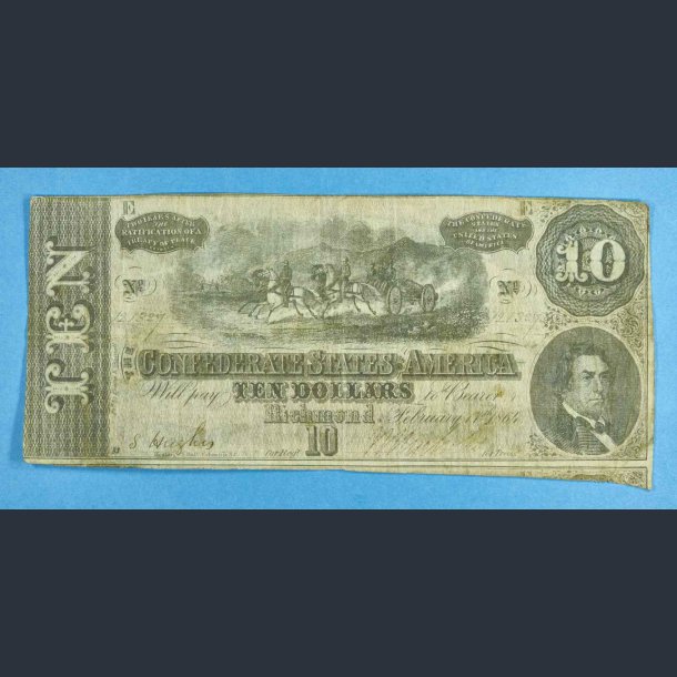 USA Richmond 10 Dollars 1864 - kv.1 - Borgerkrigsseddel