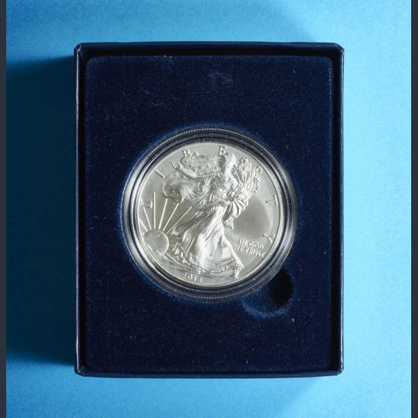 USA 1 dollar 2013 1 oz slv - American Eagle i skrin med certifikat