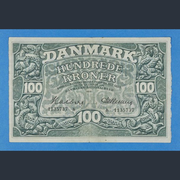 Danmark 100 kr. 1946 h - Hellerung - kv. 1+