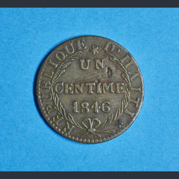 1 Centimes 1846 "Stor Krans" - Haiti