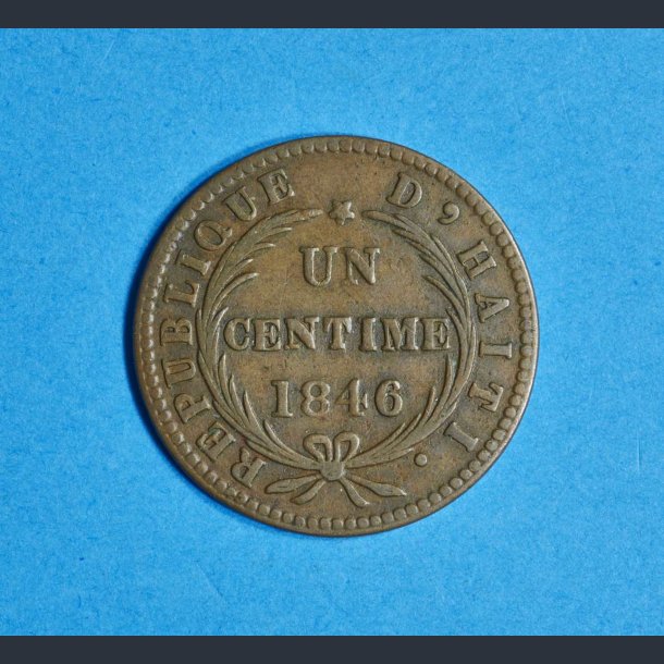 1 Centimes 1846 "Stor Krans" - Haiti (VARIANT)