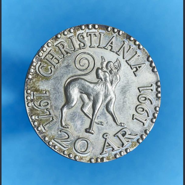 Christiania 20 rs medalje 1991 slv - smukt eksemplar