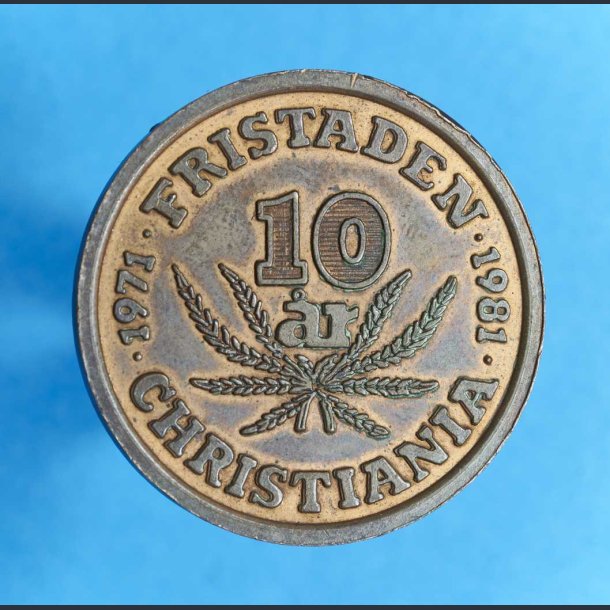 Christiania 10 r 1981 - kobbermedalje med patina