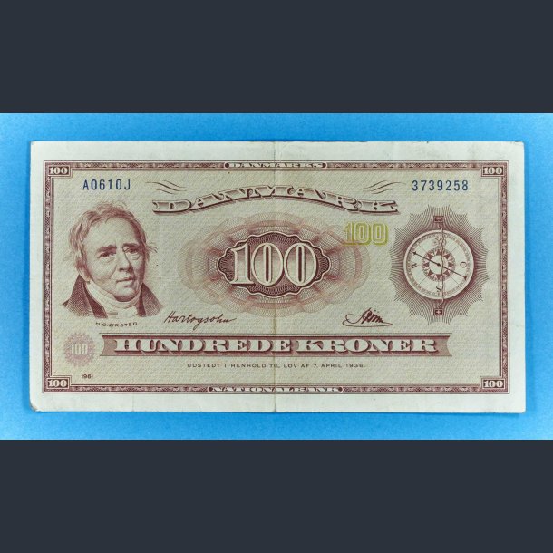 Danmark 100 kr. 1961 0J med Kompasrose - kv. 1+