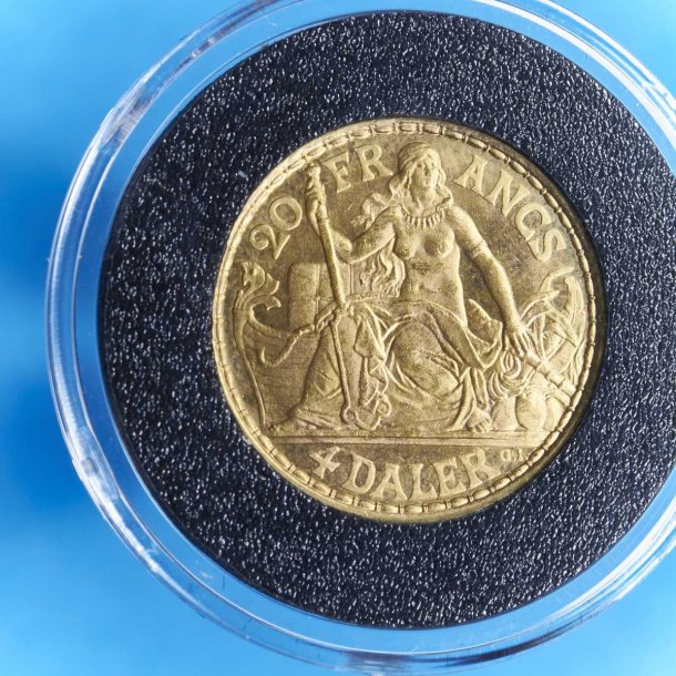 Dansk Vestindien 20 franc 1904 guld - i skrin med certifikat