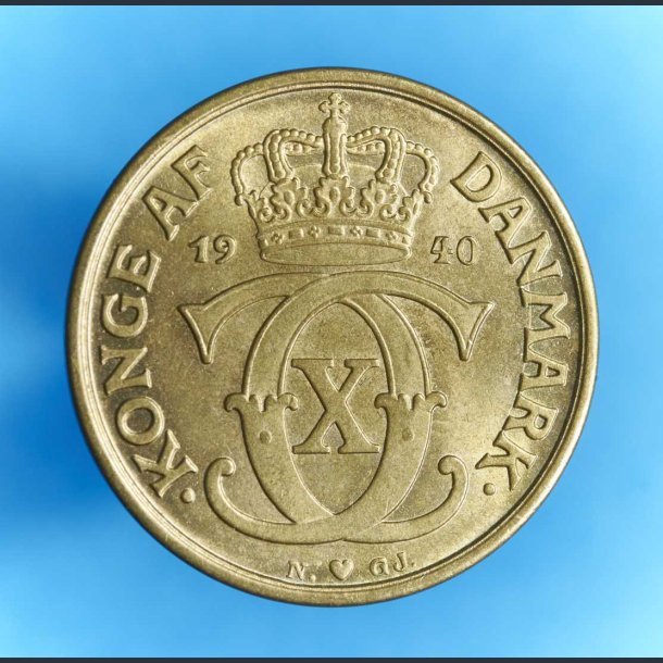 Danmark 1 kr. 1940 - kv.0/01 med stempelglans