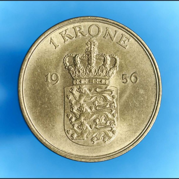 Danmark 1 kr. 1956 - kv.0/01 med stempelglans